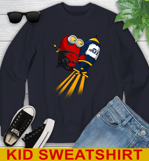 NBA Basketball Utah Jazz Deadpool Minion Marvel Shirt Youth Sweatshirt 2