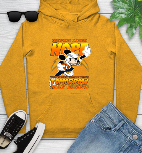 Los Angeles Chargers NFL Football Mickey Disney Never Lose Hope Youth Hoodie 2
