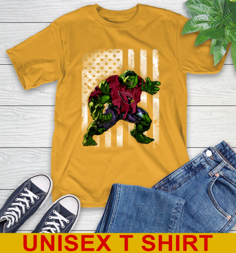 Arizona Cardinals Hulk Marvel Avengers NFL Football American Flag T-Shirt 2