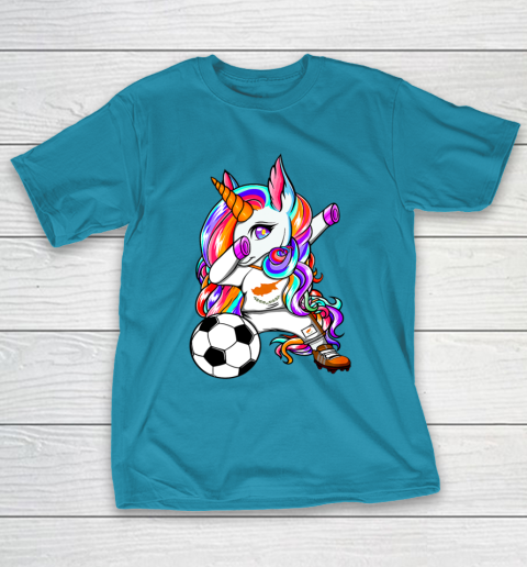 Dabbing Unicorn Cyprus Soccer Fans Jersey Cypriot Football T-Shirt 20