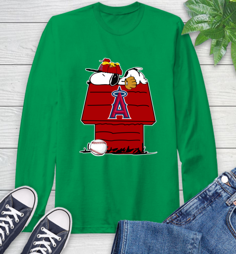 MLB Los Angeles Angels Snoopy Woodstock The Peanuts Movie Baseball T Shirt Long Sleeve T-Shirt 7
