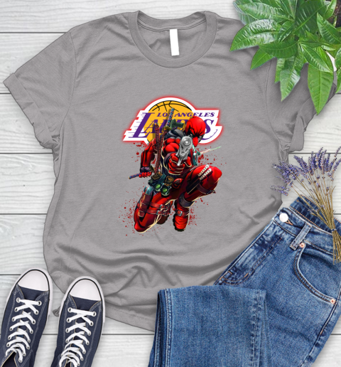 NBA Deadpool Marvel Comics Sports Basketball Los Angeles Lakers Women's T-Shirt 5