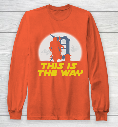 Detroit Tigers MLB Baseball Star Wars Yoda And Mandalorian This Is The Way Long Sleeve T-Shirt 3