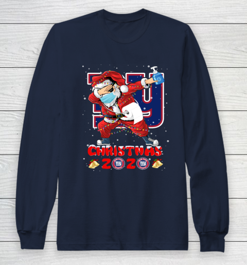 New York Giants Funny Santa Claus Dabbing Christmas 2020 NFL Long Sleeve T-Shirt 2