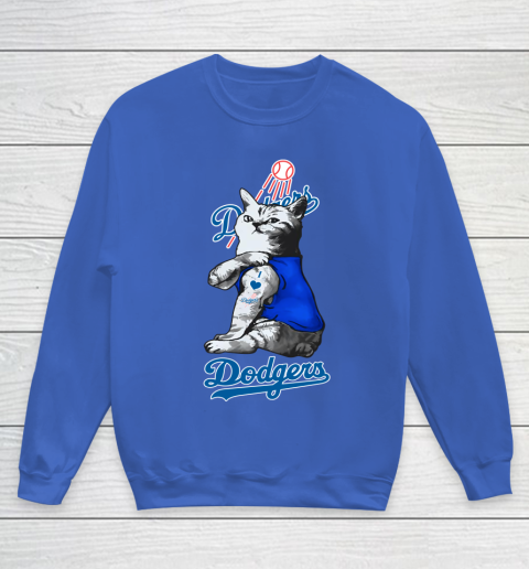 MLB Baseball My Cat Loves Los Angeles Dodgers Youth Sweatshirt 6