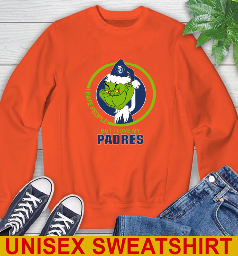 San Diego Padres MLB Christmas Grinch I Hate People But I Love My Favorite Baseball Team Sweatshirt 4