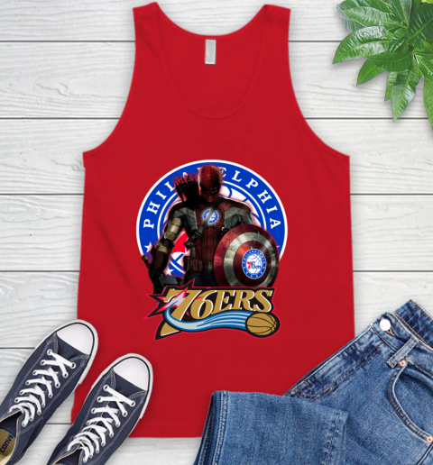 Philadelphia 76ers NBA Basketball Captain America Thor Spider Man Hawkeye Avengers (1) Tank Top 6