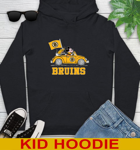 NHL Hockey Boston Bruins Pluto Mickey Driving Disney Shirt Youth Hoodie 2