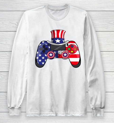 American Flag Video Game 4th Of July Boys Kids Teens Gamer Long Sleeve T-Shirt