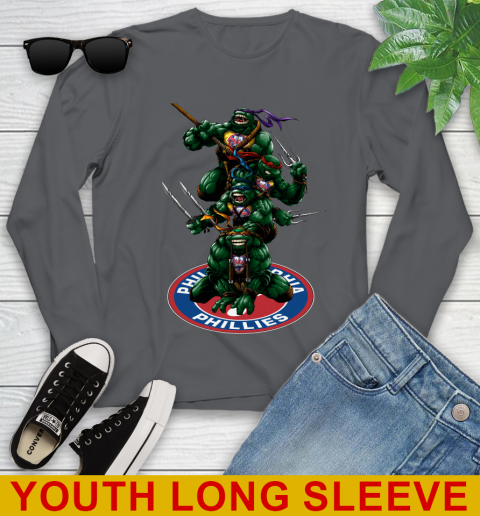 MLB Baseball Philadelphia Phillies Teenage Mutant Ninja Turtles Shirt Youth Long Sleeve 10 MLB Baseball Philadelphia Phillies Teenage Mutant Ninja Turtles Shirt Youth Long Sleeve - Image 10