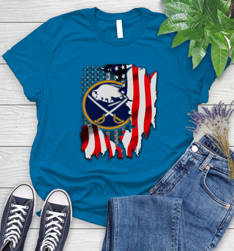 Buffalo Sabres NHL Hockey American Flag Women's T-Shirt 10