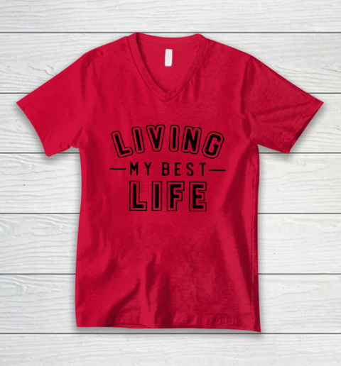 UNIVERSITY GOLD Living My Best Life V-Neck T-Shirt 3