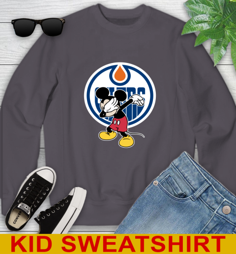 Edmonton Oilers NHL Hockey Dabbing Mickey Disney Sports Youth Sweatshirt 6