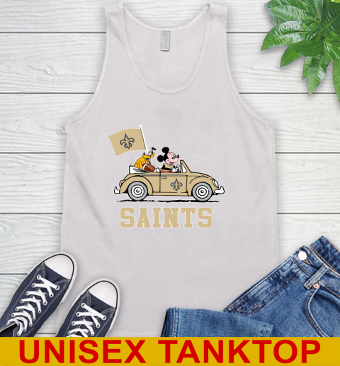 NFL Football New Orleans Saints Pluto Mickey Driving Disney Shirt Tank Top