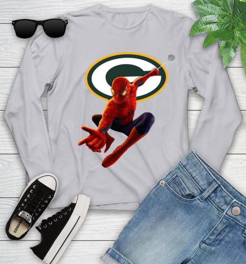 NFL Spider Man Avengers Endgame Football Green Bay Packers Youth Long Sleeve 5