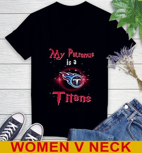 NFL Football Harry Potter My Patronus Is A Tennessee Titans Women's V-Neck T-Shirt