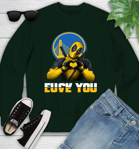NBA Golden State Warriors Deadpool Love You Fuck You Basketball Sports Youth Sweatshirt 9