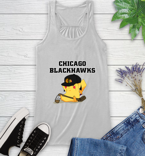 NHL Pikachu Hockey Sports Chicago Blackhawks Racerback Tank