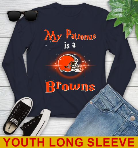 NFL Football Harry Potter My Patronus Is A Cleveland Browns Youth Long Sleeve 2