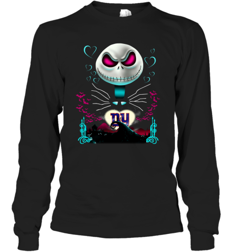 NFL New York Giants Jack Skellington Sally The Nightmare Before Christmas Football rIwS1lDJIs1 long sleeve tee 14 95 151514 front black