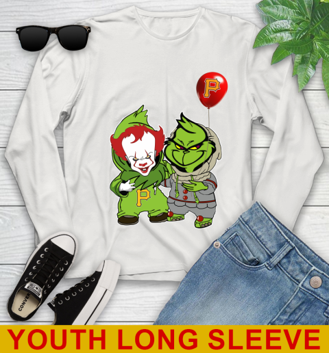 Baby Pennywise Grinch Christmas MLB Baseball Pittsburgh Pirates Youth Long Sleeve 12