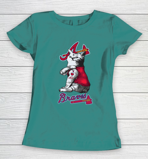MLB Baseball My Cat Loves Atlanta Braves Women's T-Shirt 10