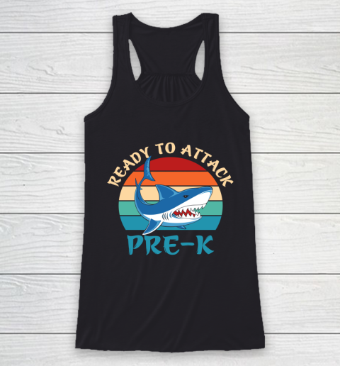 Back To School Shirt Ready to attack Pre K Racerback Tank