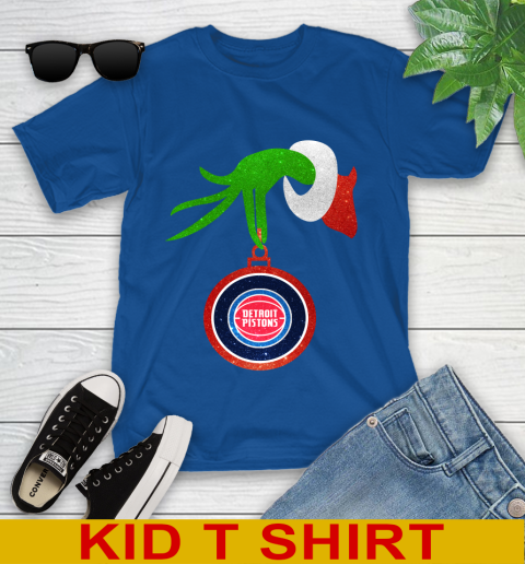 Detroit Pistons Grinch Merry Christmas NBA Basketball Youth T-Shirt 9