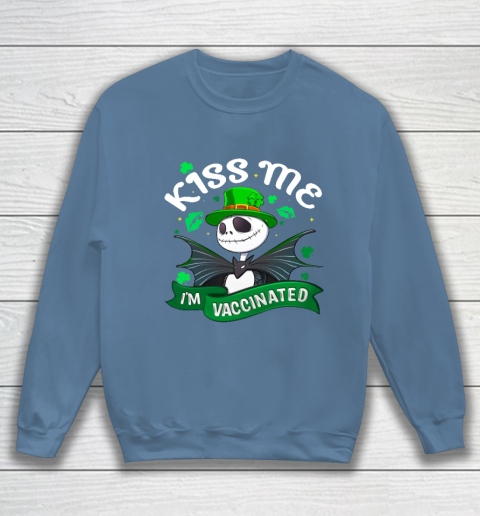 Kiss Me I'm Vaccinated Patrick's Day Jack Skellington Sweatshirt 6