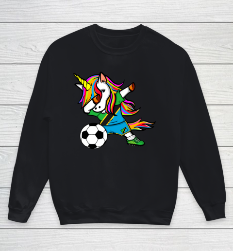 Dabbing Unicorn Tanzania Football Tanzanian Flag Soccer Youth Sweatshirt