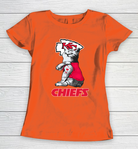 NFL Football My Cat Loves Kansas City Chiefs Women's T-Shirt 3