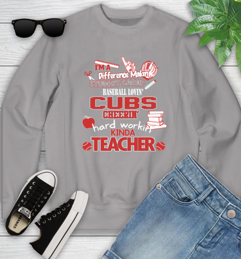 Chicago Cubs MLB I'm A Difference Making Student Caring Baseball Loving Kinda Teacher Youth Sweatshirt 3
