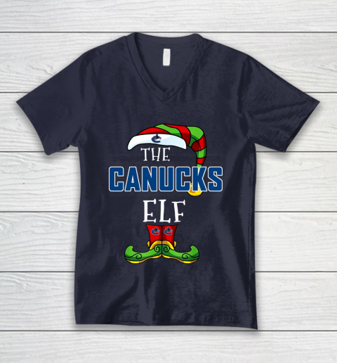 Vancouver Canucks Christmas ELF Funny NHL V-Neck T-Shirt 2