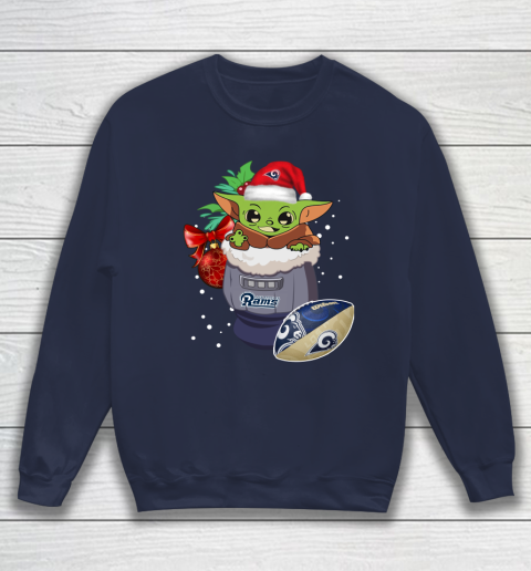 Los Angeles Rams Christmas Baby Yoda Star Wars Funny Happy NFL Sweatshirt 3