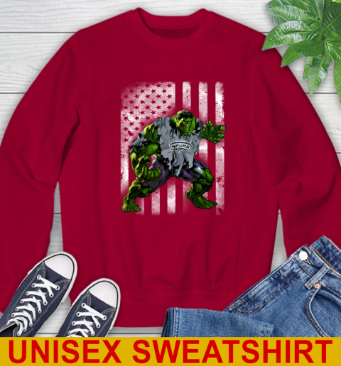 San Antonio Spurs Hulk Marvel Avengers NBA Basketball American Flag Sweatshirt 9