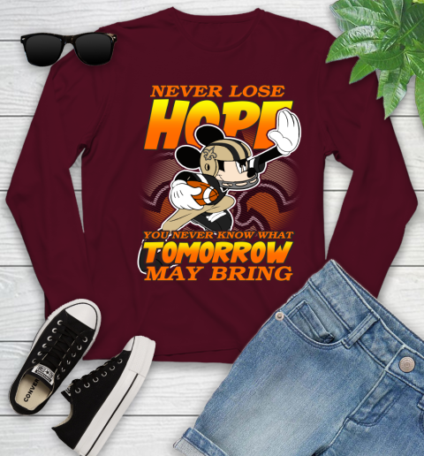New Orleans Saints NFL Football Mickey Disney Never Lose Hope Youth Long Sleeve 6