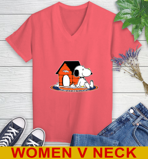 NFL Football Denver Broncos Snoopy The Peanuts Movie Shirt Women's V-Neck T-Shirt 7