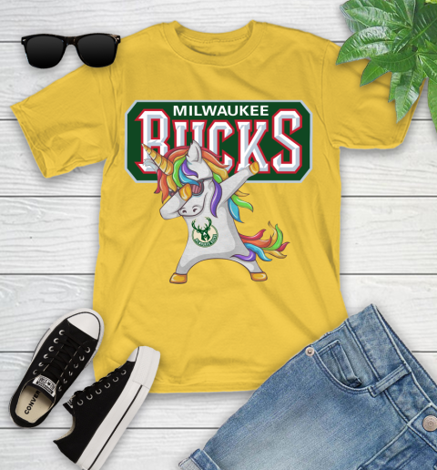 Milwaukee Bucks NBA Basketball Funny Unicorn Dabbing Sports Youth T-Shirt 8