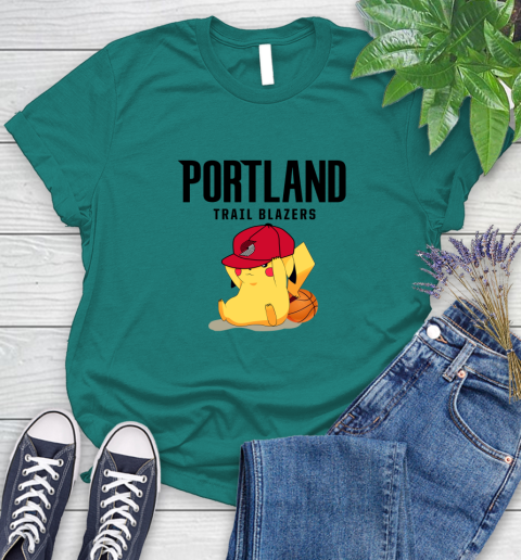 NBA Pikachu Basketball Sports Portland Trail Blazers Women's T-Shirt 12