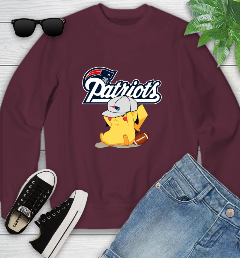 NFL Pikachu Football Sports New England Patriots Youth Sweatshirt 5