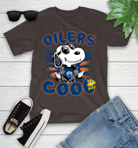 NHL Hockey Edmonton Oilers Cool Snoopy Shirt Youth T-Shirt 6