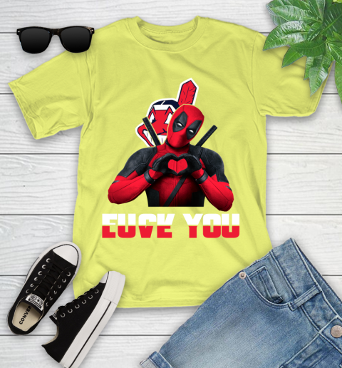 MLB Cleveland Indians Deadpool Love You Fuck You Baseball Sports Youth T-Shirt 10