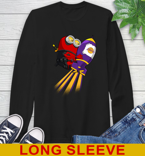NBA Basketball Los Angeles Lakers Deadpool Minion Marvel Shirt Long Sleeve T-Shirt NBA Basketball Los Angeles Lakers Deadpool Minion Marvel Shirt Long Sleeve T-Shirt