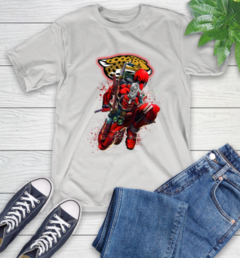 NFL Deadpool Marvel Comics Sports Football Jacksonville Jaguars T-Shirt