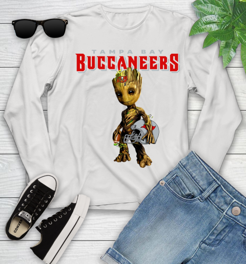 Tampa Bay Buccaneers NFL Football Groot Marvel Guardians Of The Galaxy Youth Long Sleeve
