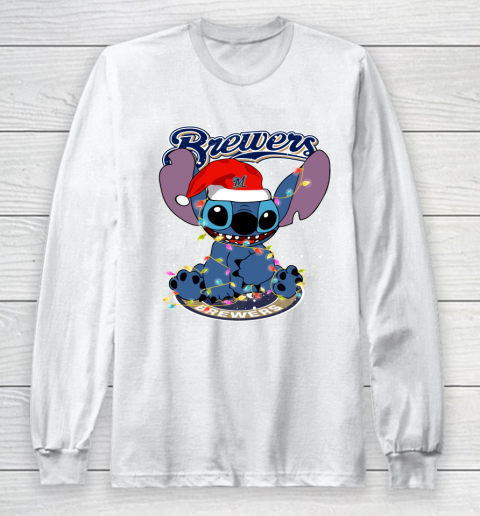 Milwaukee Brewers MLB noel stitch Baseball Christmas Long Sleeve T-Shirt