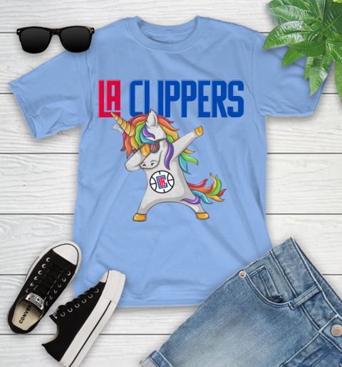 LA Clippers NBA Basketball Funny Unicorn Dabbing Sports Youth T-Shirt 11