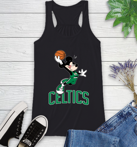 NBA Basketball Boston Celtics Cheerful Mickey Mouse Shirt Racerback Tank