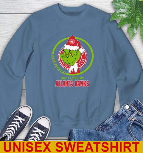 Atlanta Hawks NBA Christmas Grinch I Hate People But I Love My Favorite Basketball Team Sweatshirt 8