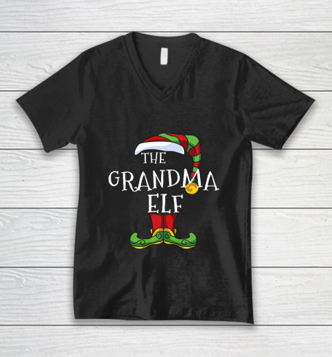 Grandma Elf Family Matching Christmas Group Gift Pajama V-Neck T-Shirt